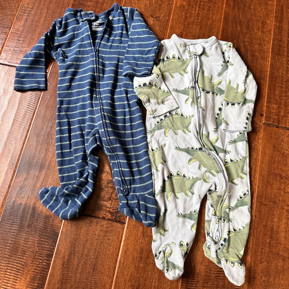 Carter's Blue and Green Striped Onesies